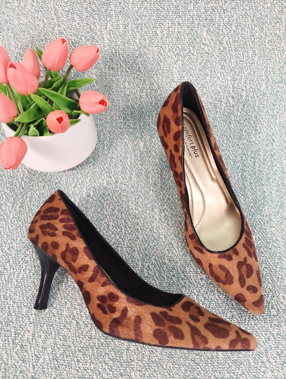 comfort plus by Predictions Leopard-Print Pointed-Toe Heels - Brown